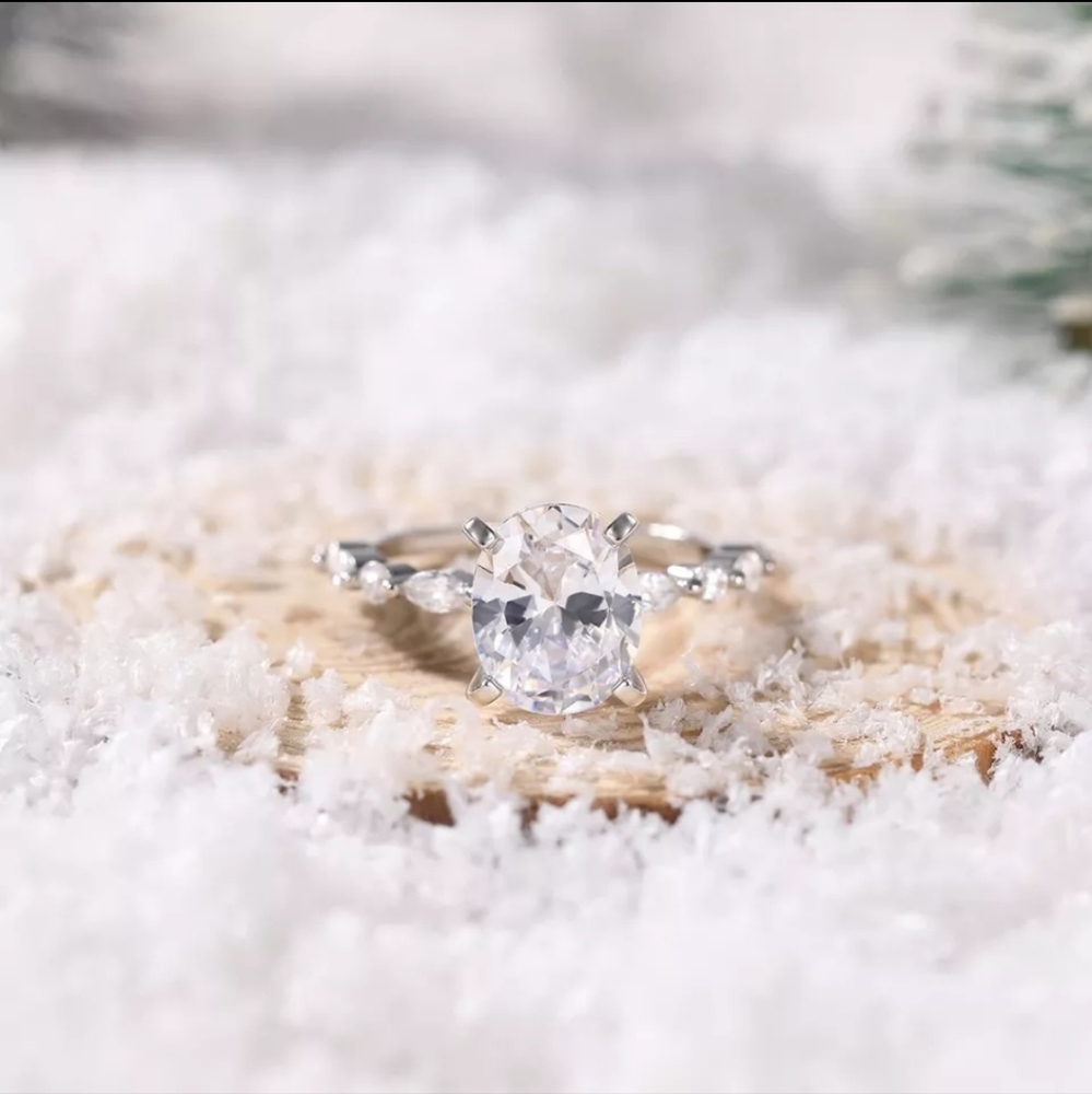 925 sterling silver oval cubic zirconia engagement travel ring